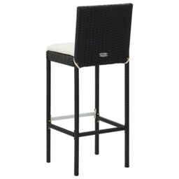 Berkfield Home Garden Bar Stools with Cushions 4 pcs Black Poly Rattan - thumbnail 6
