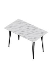 Living and Home Modern Dining Table with MDF Tabletop & Metal Legs in White - thumbnail 8
