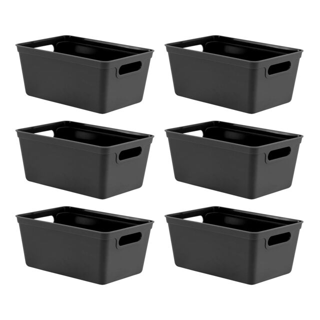 simpa 4L Plastic Studio Organiser Trays with Handles - Set of 6 in Black - image 1