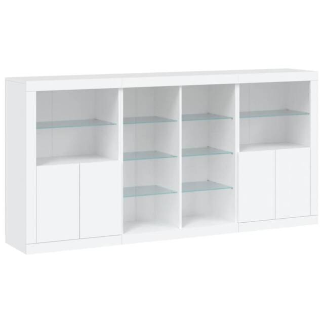 Berkfield Home Sideboard with LED Lights White 202x37x100 cm - Size: 202 x 37 x 100 cm - image 1