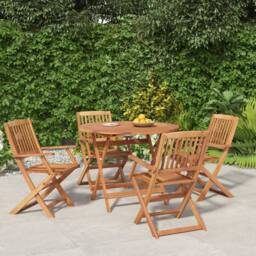 Berkfield Home 5 Piece Garden Dining Set Solid Wood Acacia in Brown - thumbnail 1