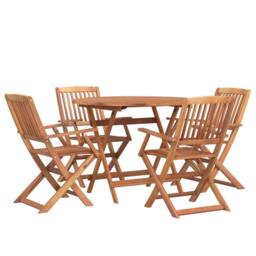 Berkfield Home 5 Piece Garden Dining Set Solid Wood Acacia in Brown - thumbnail 3