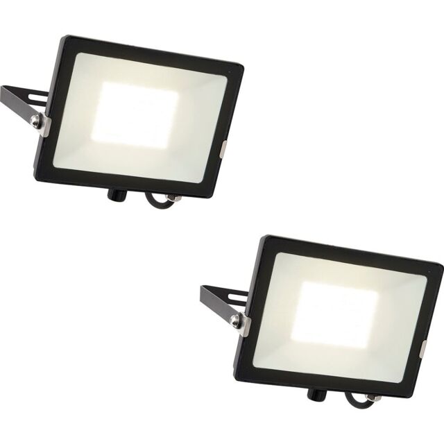 Loops 2 PACK Outdoor Waterproof LED Floodlight - 50W Cool White LED - Matt Black - image 1