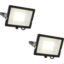 Loops 2 PACK Outdoor Waterproof LED Floodlight - 50W Cool White LED - Matt Black - thumbnail 1
