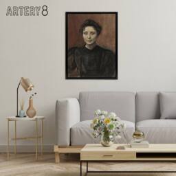 "Artery8 Magnus Enckell Portrait of Madeleine Jouvray Framed Canvas Art Print in Brown - Size: W12"" x H16""" - thumbnail 3