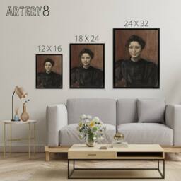 "Artery8 Magnus Enckell Portrait of Madeleine Jouvray Framed Canvas Art Print in Brown - Size: W12"" x H16""" - thumbnail 4