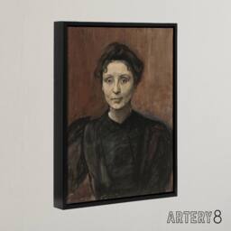 "Artery8 Magnus Enckell Portrait of Madeleine Jouvray Framed Canvas Art Print in Brown - Size: W12"" x H16""" - thumbnail 2