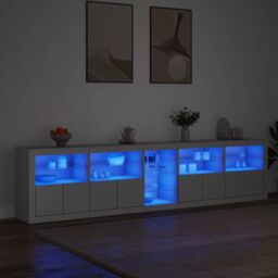 Berkfield Home Sideboard with LED Lights White 283x37x67 cm - Size: 283 x 37 x 67 cm - thumbnail 2