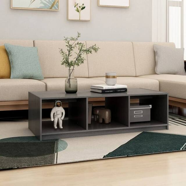 Berkfield Home Modern Coffee Table Grey 110x50x34 cm Solid Pinewood - Size: 110 x 50 x 34 cm - image 1
