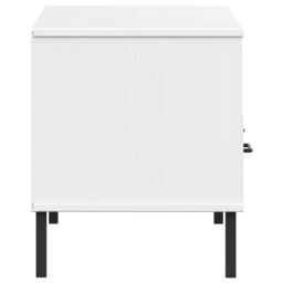 Berkfield Home TV Cabinet with Metal Legs White Solid Wood Pine OSLO - thumbnail 6