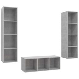 Berkfield Home 3 Piece TV Cabinet Set Concrete Grey Engineered Wood - thumbnail 2
