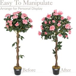 Christow Artificial Rose Tree Potted Indoor Outdoor Wedding Flower Decoration in Pink - Size: 4ft - thumbnail 6