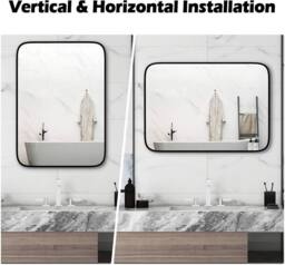 Gymax Bathroom Wall Mirror 70 CM x 50 CM Vanity Mirror for Living Room Black - thumbnail 2