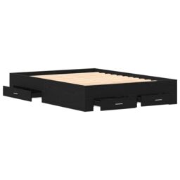 Berkfield Home Bed Frame with Drawers Black oak Engineered wood 140 x 190 cm - thumbnail 5