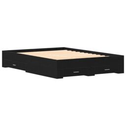 Berkfield Home Bed Frame with Drawers Black oak Engineered wood 140 x 190 cm - thumbnail 2
