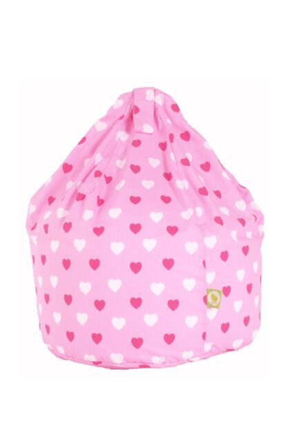 Bean Lazy Women's Cotton Pink Hearts Bean Bag Large Size - image 1