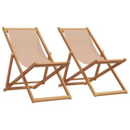 Berkfield Home Folding Beach Chairs 2 pcs Taupe Fabric & Solid Wood