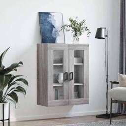 Berkfield Home Wall Mounted Cabinet Grey Sonoma 69.5x34x90 cm - thumbnail 1