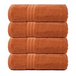 OHS 4 Pack of 100% Cotton Bathroom Bath Towel in Burnt Orange