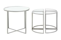Orsina Versatile Design 5Pc Silver Finish Iron Tables, Industrial Design Bedroom Table, Everyday Use Lounge Table - thumbnail 3