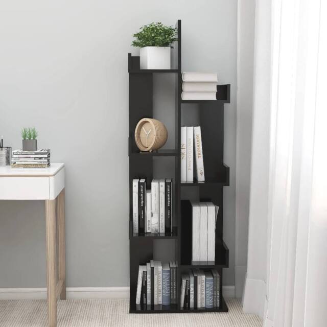 Berkfield Home Compact Book Cabinet Black 48x25.5x140 cm Engineered Wood - image 1
