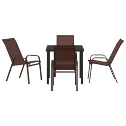 Berkfield Home 5 Piece Garden Dining Set Brown Textilene & Steel - thumbnail 7