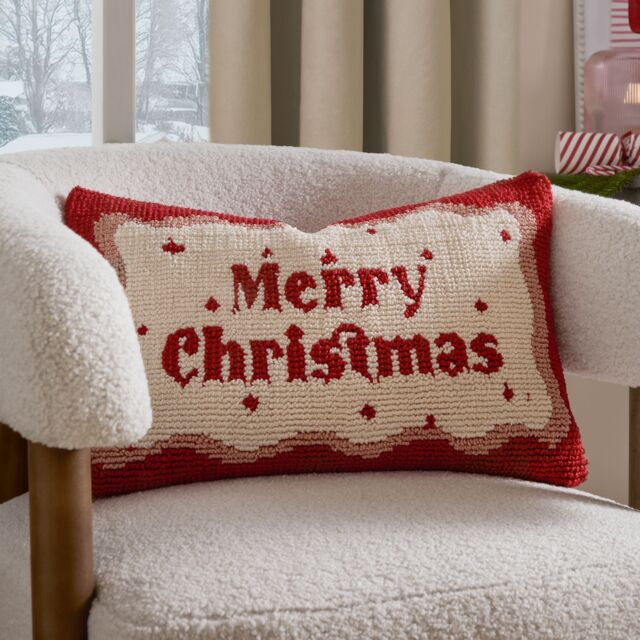 Furn Candy Merry Christmas Tufted Cushion in Red - Size: 30 cm x 50 cm - image 1
