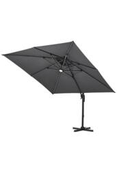 Garden Sanctuary Outdoor Large Square 3M LED Cantilever Parasol with Plastic Base in Dark Grey - thumbnail 3