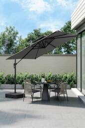 Garden Sanctuary Outdoor Large Square 3M LED Cantilever Parasol with Plastic Base in Dark Grey - thumbnail 2