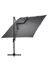 Garden Sanctuary Outdoor Large Square 3M LED Cantilever Parasol with Plastic Base in Dark Grey - thumbnail 4