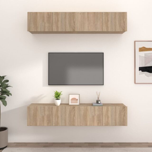 Berkfield Home TV Cabinets 4 pcs Sonoma Oak 80x30x30 cm Engineered Wood in Brown - Size: 80 x 30 x 30 cm - image 1
