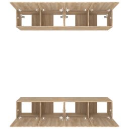 Berkfield Home TV Cabinets 4 pcs Sonoma Oak 80x30x30 cm Engineered Wood in Brown - Size: 80 x 30 x 30 cm - thumbnail 6