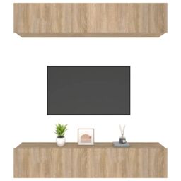 Berkfield Home TV Cabinets 4 pcs Sonoma Oak 80x30x30 cm Engineered Wood in Brown - Size: 80 x 30 x 30 cm - thumbnail 4