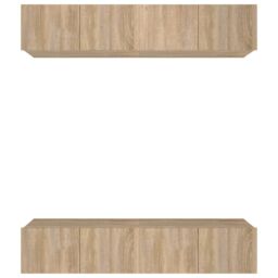 Berkfield Home TV Cabinets 4 pcs Sonoma Oak 80x30x30 cm Engineered Wood in Brown - Size: 80 x 30 x 30 cm - thumbnail 2