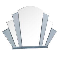 Melody Maison Grey Glass Art Deco Arch Fan Wall Mirror 80cm X 60cm in Light Grey - Size: 80 cm X 60 cm - thumbnail 1