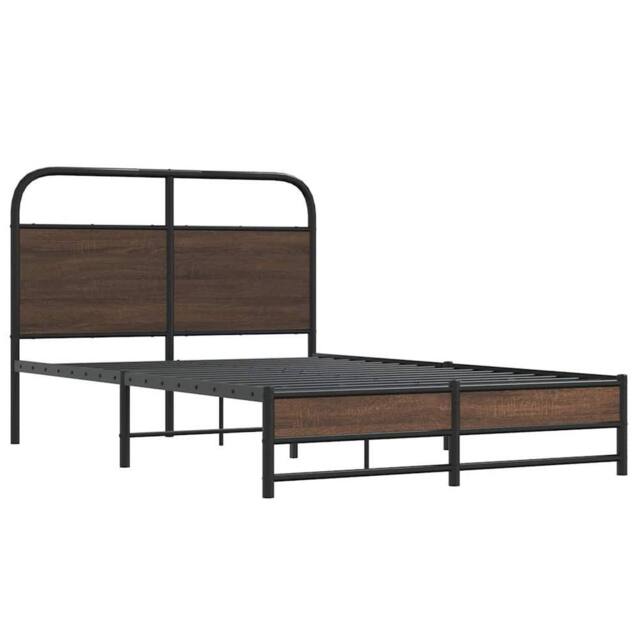 Berkfield Home Elegant Bed Frame without Mattress 120x200 cm Brown Oak Engineere - Size: Small Double - image 1