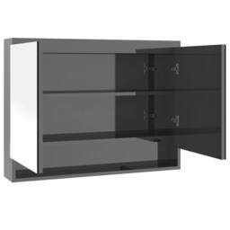 Berkfield Home Bathroom Mirror Cabinet 80x15x60 cm MDF Shining Grey - Size: 80 x 15 x 60 cm