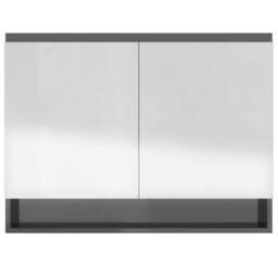 Berkfield Home Bathroom Mirror Cabinet 80x15x60 cm MDF Shining Grey - Size: 80 x 15 x 60 cm - thumbnail 5