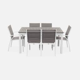 sweeek 6-seater Extendable Aluminium Garden Table With Chairs in White - thumbnail 3