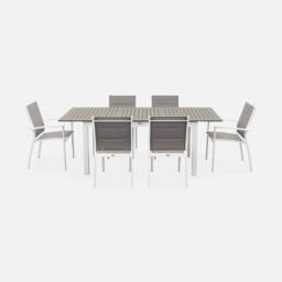 sweeek 6-seater Extendable Aluminium Garden Table With Chairs in White - thumbnail 2