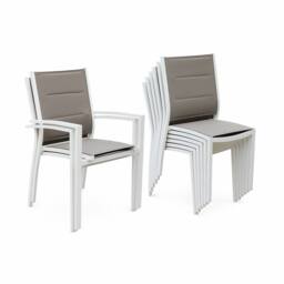 sweeek 6-seater extendable aluminium garden table with chairs in White - thumbnail 9