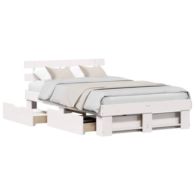 Berkfield Home Modern with Drawer with Headboard with Storage White 120 x 200 cm Wood - image 1