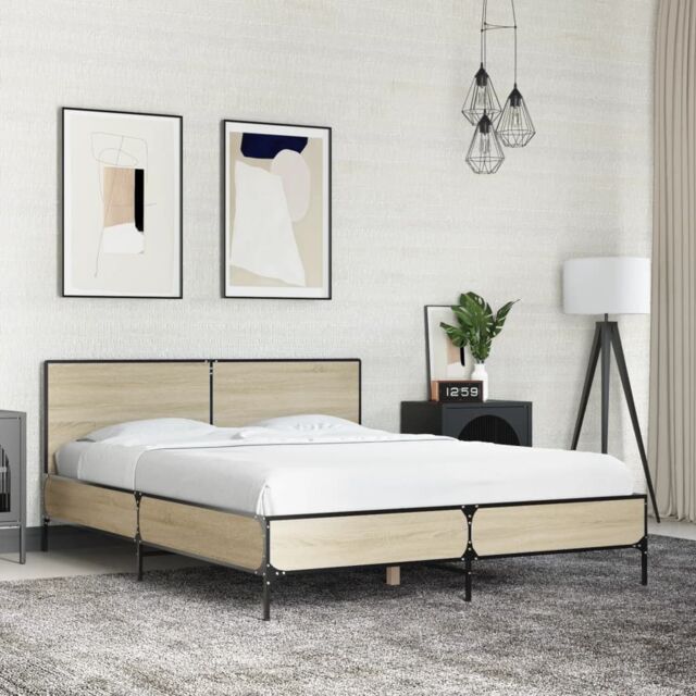 Berkfield Home Bed Frame without Mattress Sonoma Oak 120x190 cm Small Double in Brown - image 1