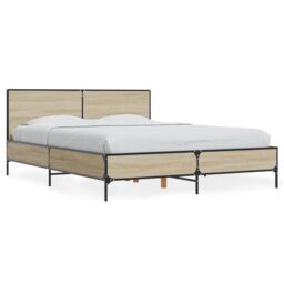 Berkfield Home Bed Frame without Mattress Sonoma Oak 120x190 cm Small Double in Brown - thumbnail 2