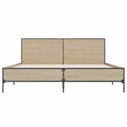 Berkfield Home Bed Frame without Mattress Sonoma Oak 120x190 cm Small Double in Brown - thumbnail 4