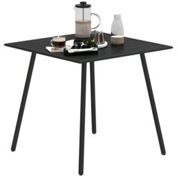 OUTSUNNY Garden Table for 4 Person with Slat Top, Steel Frame, Black - thumbnail 2