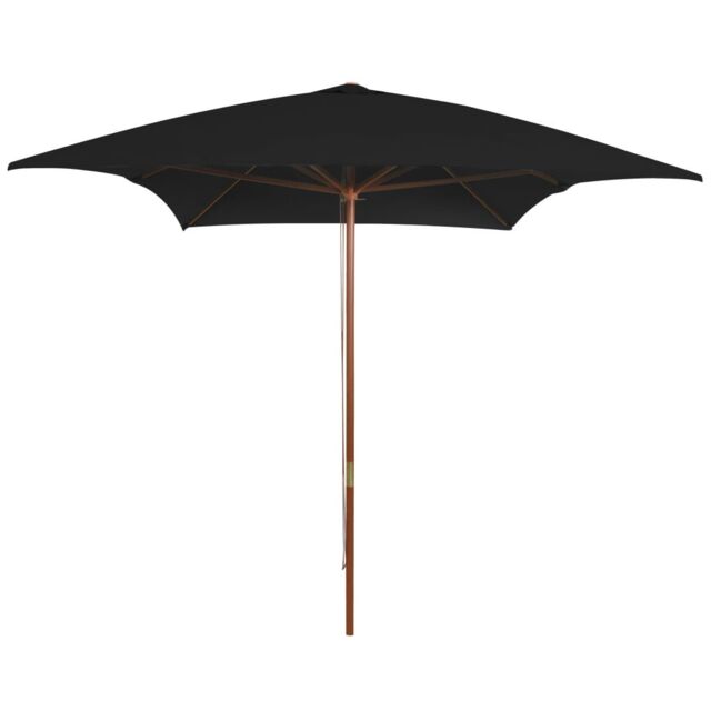 Berkfield Home Outdoor Parasol with Wooden Pole Black 200x300 cm - image 1