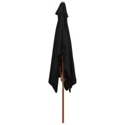 Berkfield Home Outdoor Parasol with Wooden Pole Black 200x300 cm - thumbnail 4