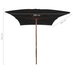 Berkfield Home Outdoor Parasol with Wooden Pole Black 200x300 cm - thumbnail 6