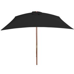 Berkfield Home Outdoor Parasol with Wooden Pole Black 200x300 cm - thumbnail 3